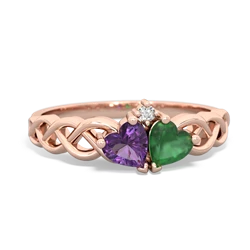 Amethyst Heart To Heart Braid 14K Rose Gold ring R5870