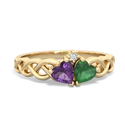 Amethyst Heart To Heart Braid 14K Yellow Gold ring R5870