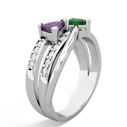 Amethyst Bowtie 14K White Gold ring R2360