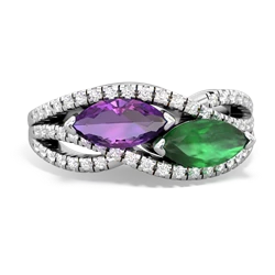 Amethyst Diamond Rivers 14K White Gold ring R3070