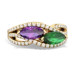 Amethyst Diamond Rivers 14K Yellow Gold ring R3070