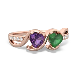 Amethyst Side By Side 14K Rose Gold ring R3090