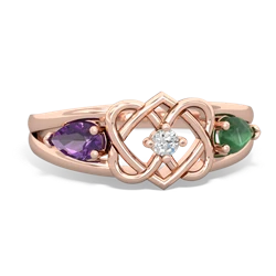 Amethyst Hearts Intertwined 14K Rose Gold ring R5880