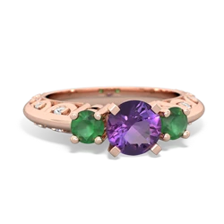 Amethyst Art Deco Eternal Embrace Engagement 14K Rose Gold ring C2003