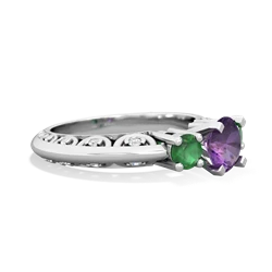 Amethyst Art Deco Eternal Embrace Engagement 14K White Gold ring C2003