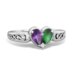 Amethyst Filligree 'One Heart' 14K White Gold ring R5070