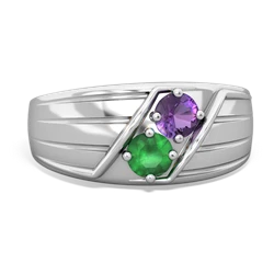 Amethyst Men's Streamline 14K White Gold ring R0460