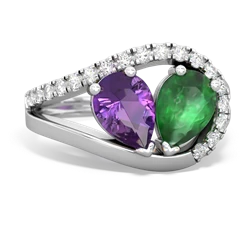 Amethyst Nestled Heart Keepsake 14K White Gold ring R5650