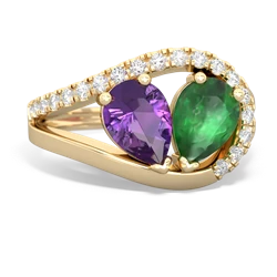 Amethyst Nestled Heart Keepsake 14K Yellow Gold ring R5650