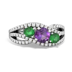 Amethyst Three Stone Aurora 14K White Gold ring R3080