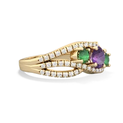 Amethyst Three Stone Aurora 14K Yellow Gold ring R3080