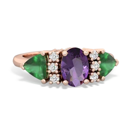 Amethyst Antique Style Three Stone 14K Rose Gold ring R2186