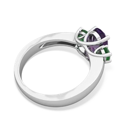 Amethyst Three Stone Oval Trellis 14K White Gold ring R4024