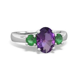 Amethyst Three Stone Oval Trellis 14K White Gold ring R4024