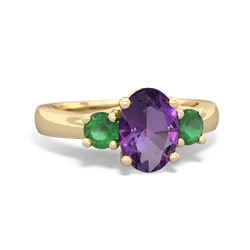 Amethyst Three Stone Oval Trellis 14K Yellow Gold ring R4024