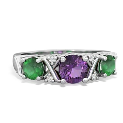 Amethyst Hugs And Kisses 14K White Gold ring R5016