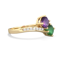 Amethyst Channel Set Two Stone 14K Yellow Gold ring R5303