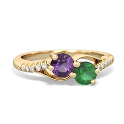 Amethyst Infinity Pave Two Stone 14K Yellow Gold ring R5285