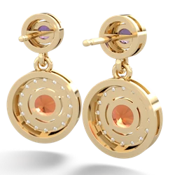 Amethyst Halo Dangle 14K Yellow Gold earrings E5319