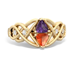 Amethyst Keepsake Celtic Knot 14K Yellow Gold ring R5300