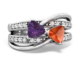 Amethyst Bowtie 14K White Gold ring R2360