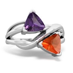 Amethyst Split Band Swirl 14K White Gold ring R2341