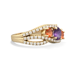 Amethyst Three Stone Aurora 14K Yellow Gold ring R3080