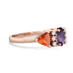 Amethyst Antique Style Three Stone 14K Rose Gold ring R2186