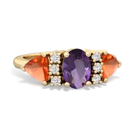 Amethyst Antique Style Three Stone 14K Yellow Gold ring R2186