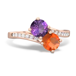 Amethyst Channel Set Two Stone 14K Rose Gold ring R5303