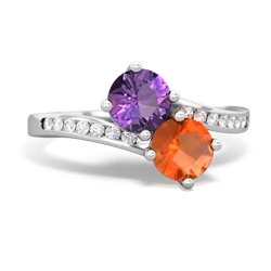 Amethyst Channel Set Two Stone 14K White Gold ring R5303