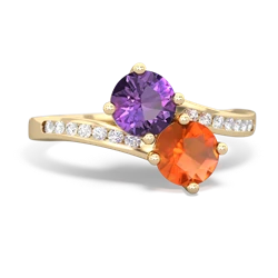 Amethyst Channel Set Two Stone 14K Yellow Gold ring R5303