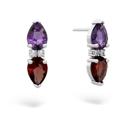 Amethyst Bowtie Drop 14K White Gold earrings E0865