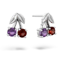 Amethyst Sweet Cherries 14K White Gold earrings E7001