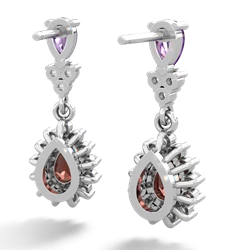 Amethyst Halo Pear Dangle 14K White Gold earrings E1882