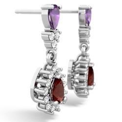 Amethyst Halo Pear Dangle 14K White Gold earrings E1882