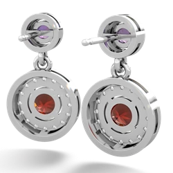 Amethyst Halo Dangle 14K White Gold earrings E5319