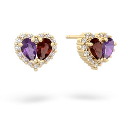 Amethyst Halo 14K Yellow Gold earrings E7008