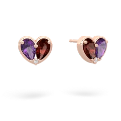 Amethyst 'Our Heart' 14K Rose Gold earrings E5072