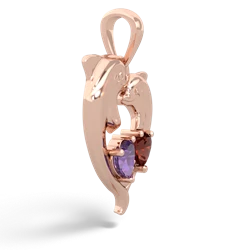 Amethyst Dolphin Heart 14K Rose Gold pendant P5820