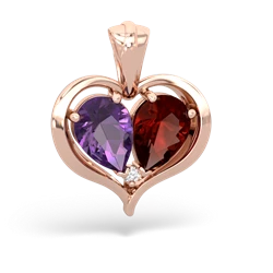 Amethyst Two Become One 14K Rose Gold pendant P5330