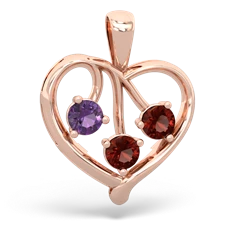 Amethyst Glowing Heart 14K Rose Gold pendant P2233