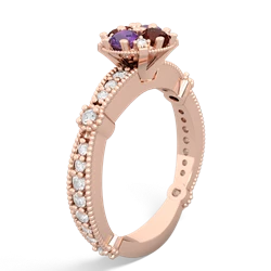 Amethyst Sparkling Tiara Cluster 14K Rose Gold ring R26293RD