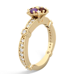 Amethyst Sparkling Tiara Cluster 14K Yellow Gold ring R26293RD