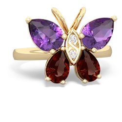 Amethyst Butterfly 14K Yellow Gold ring R2215