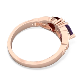 Amethyst Celtic Knot Double Heart 14K Rose Gold ring R5040