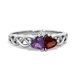 Amethyst Heart To Heart Braid 14K White Gold ring R5870