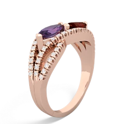 Amethyst Diamond Rivers 14K Rose Gold ring R3070