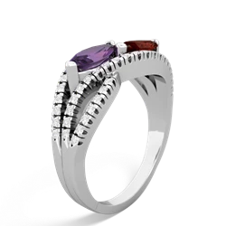 Amethyst Diamond Rivers 14K White Gold ring R3070