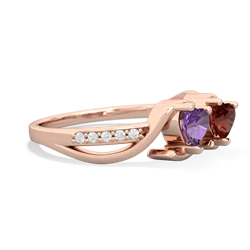 Amethyst Side By Side 14K Rose Gold ring R3090